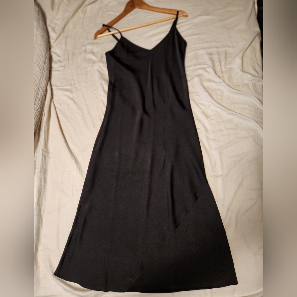 Black midi slip dress